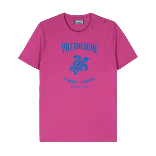 Vilebrequin , Fuchsia Cotton Logo T-shirt ,Pink male, Sizes: