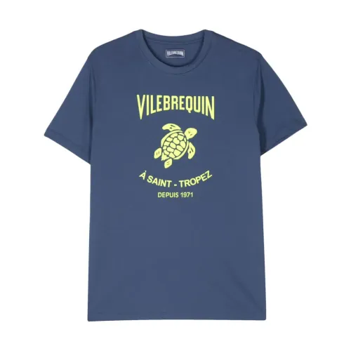 Vilebrequin , Washed T-Shirt with Yacht Design ,Blue male, Sizes: