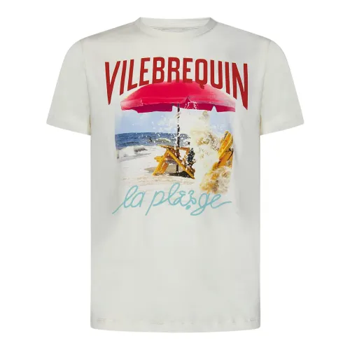 Vilebrequin , White T-shirts and Polos with Logo Print ,White male, Sizes: