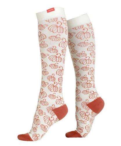 VIM&VIGR Mens - Wide Calf Graduated Compression Socks 15-20 mmhg for Men & Women - Pumpkin Spice - White Spandex