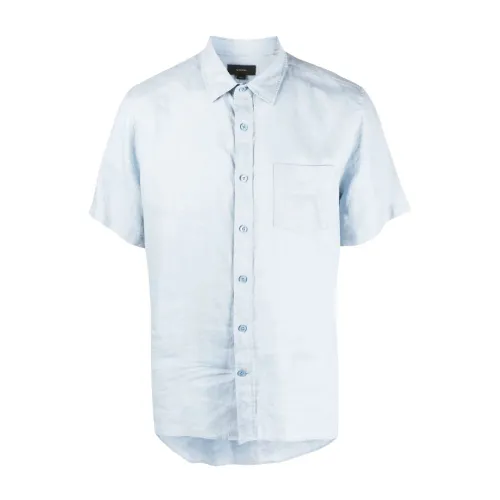 Vince , Linen short sleeve shirt ,Blue male, Sizes: