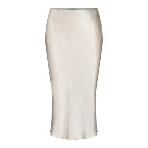 Vince , Satin Crinkle-Look Midi Skirt ,Beige female, Sizes: