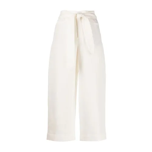 Vince , Tie front crop wide pant ,White female, Sizes: