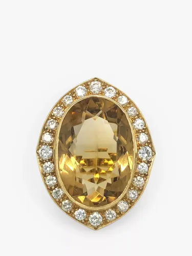Vintage Fine Jewellery Second Hand 18ct Yellow Gold Diamond & Oval Citrine Ring, Dated Circa 1960s - Gold - Female