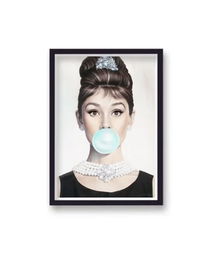 Vintage Photography Archive Audrey Hepburn Bubble Gum Pop Art - Black Wood - One