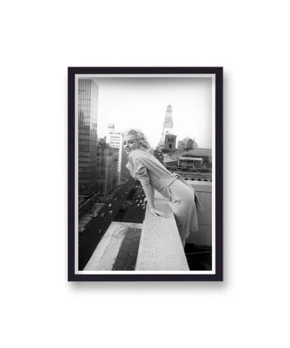 Vintage Photography Archive Marilyn Monroe In New York Looking to Street From Rooftop 2 - Black Wood - One