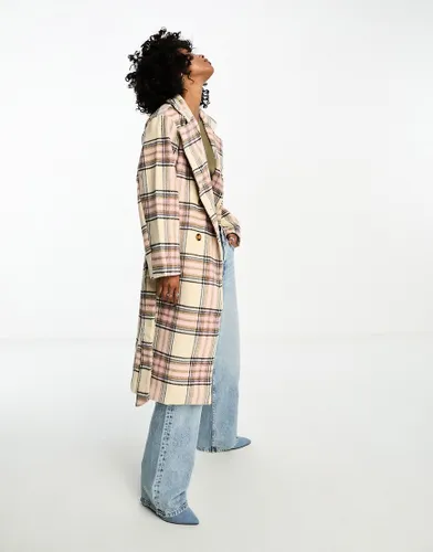 Violet Romance belted coat in pink check