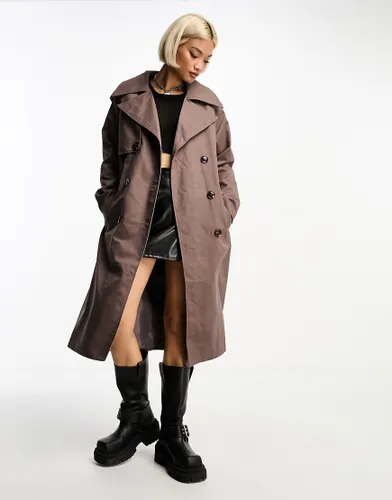 Violet Romance belted trench coat in taupe-Neutral