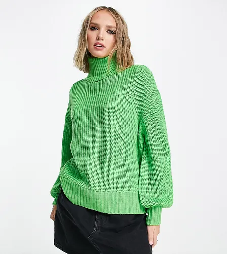 Violet Romance Petite oversized roll neck jumper in lime-Green