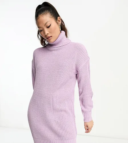 Violet Romance Petite roll neck knitted jumper dress in lilac-Purple