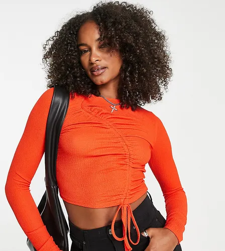 Violet Romance Tall ruched front top in orange