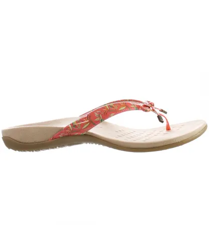 Vionic Bellaii Pink Womens Flip-Flops - Floral Leather
