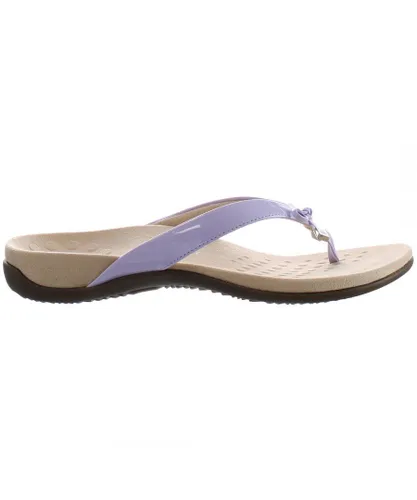 Vionic Bellaii Purple Womens Flip-Flops Patent Leather