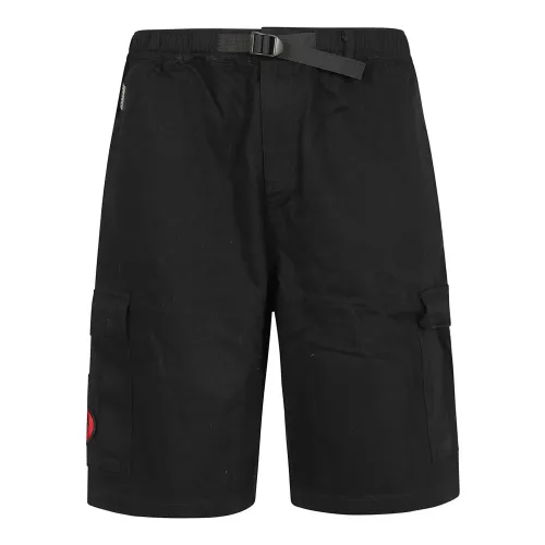 Vision OF Super , Black Cargo Shorts With Flames Patch AND Printed Logo ,Black male, Sizes: