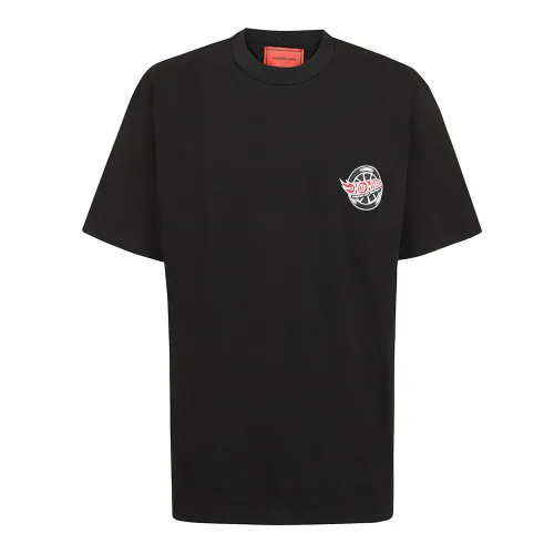 Vision OF Super , Black T-Shirt With Iconic Wheel Print ,Black male, Sizes: