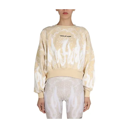 Vision OF Super , Paisley Pattern Sweatshirt ,Beige female, Sizes:
