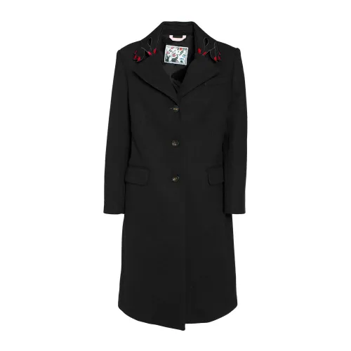 Vivetta , Embellished Long Coat in Black ,Black female, Sizes: