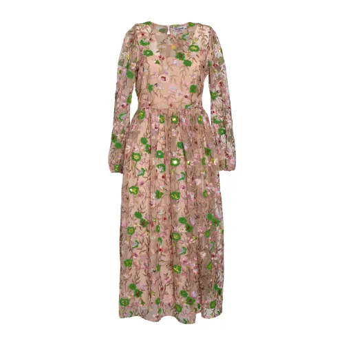 Vivetta , Multicolor Floral Embroidered Long Dress ,Multicolor female, Sizes: