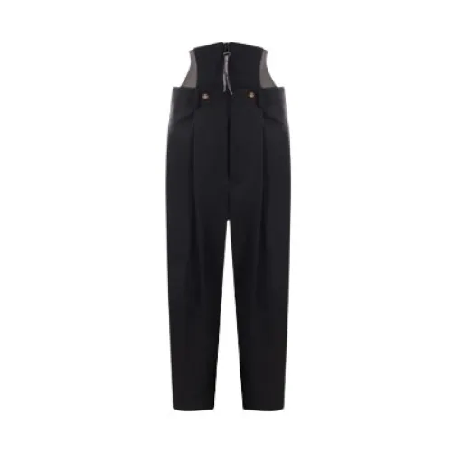 Vivienne Westwood , Black Loose-Fit Wool Trousers with Removable Corset ,Black female, Sizes: