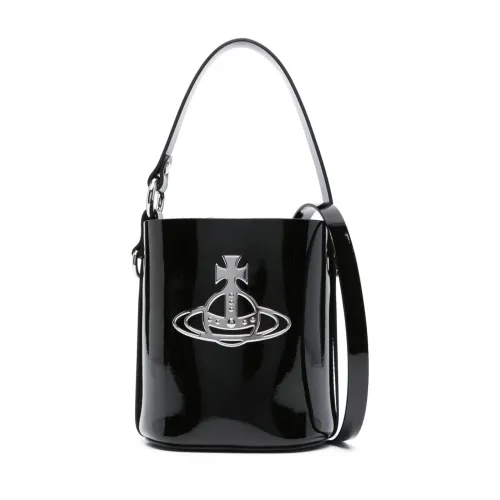 Vivienne Westwood , Black Patent Finish Bucket Bag ,Black female, Sizes: ONE SIZE