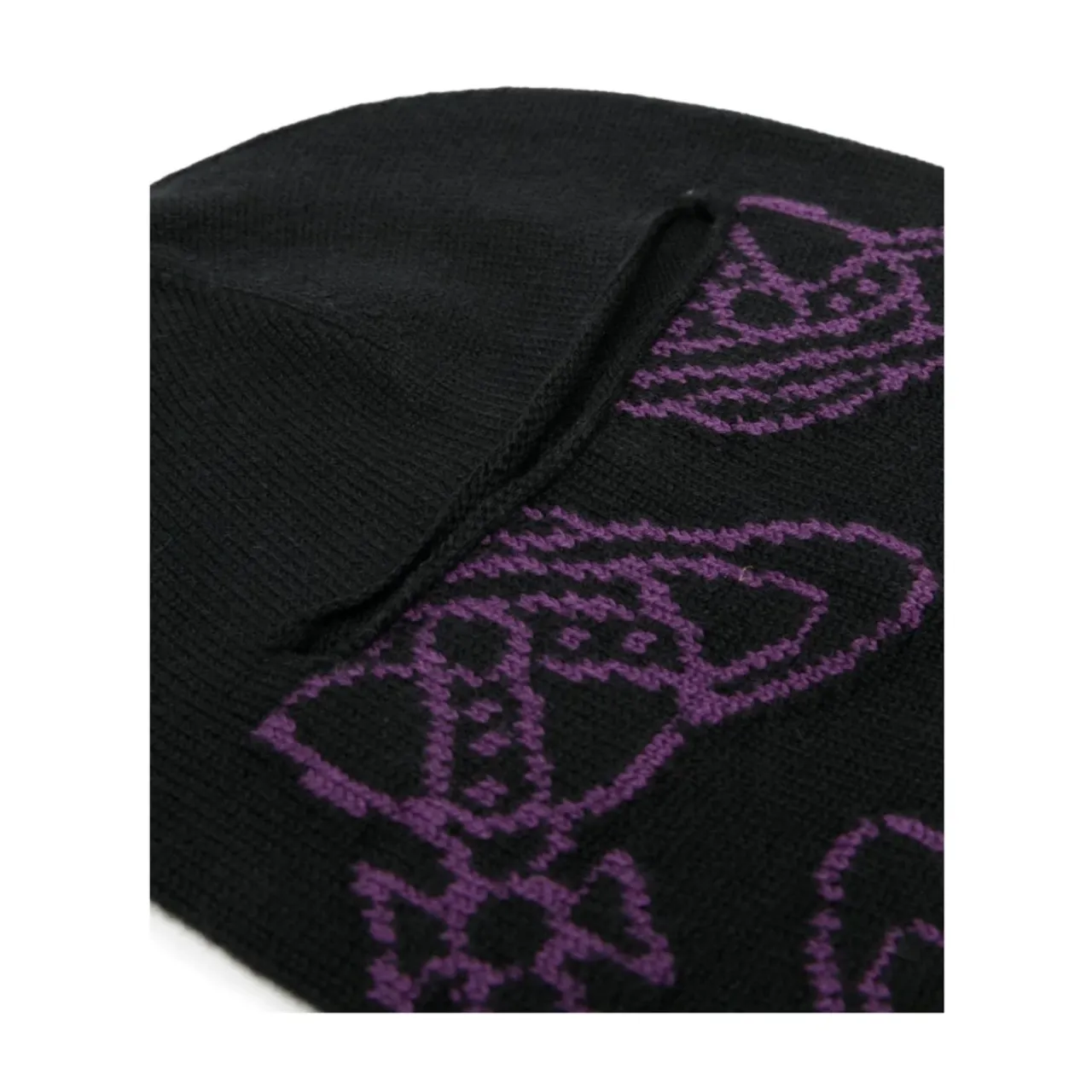 Vivienne Westwood , Black Ribbed Knit Orb Logo Hat ,Black male, Sizes: ONE