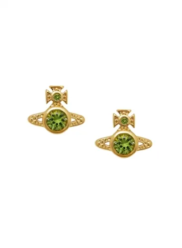Vivienne Westwood Gold Green Crystal London Orb Earrings - Gold
