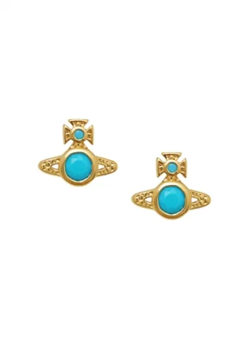 Vivienne Westwood Gold Turquoise Crystal London Orb Earrings - Gold