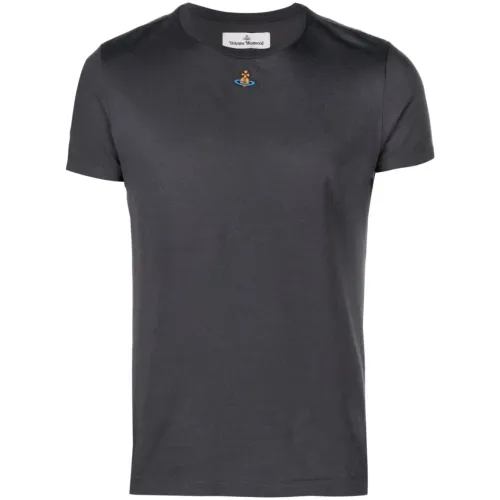 Vivienne Westwood , Grey Cotton T-shirts and Polos with Signature Orb Logo ,Gray male, Sizes: