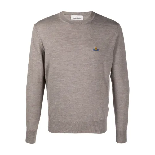 Vivienne Westwood , Grey Orb-Embroidered Wool Sweater ,Gray male, Sizes: