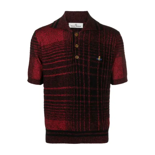 Vivienne Westwood , Red Madras Check Polo Shirt ,Red male, Sizes: