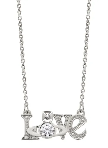 Vivienne Westwood Sterling Silver Crystal Erica Love Necklace - 44cm