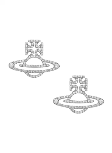 Vivienne Westwood Sterling Silver Trudy Cut Out Orb Crystal Studs - Silver