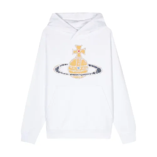 Vivienne Westwood , White Cotton Sweater with Signature Orb Print ,White male, Sizes: