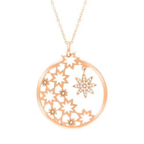 Vixi Jewellery Nova Rose Gold Round Star Necklace D - Silver