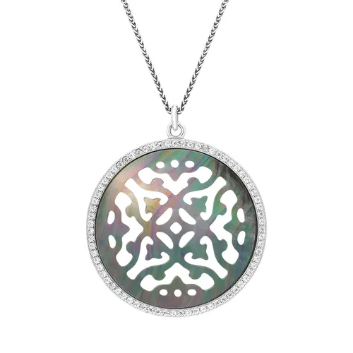 Vixi Jewellery Oriental Sea Black Mother Of Pearl Necklace D - Silver