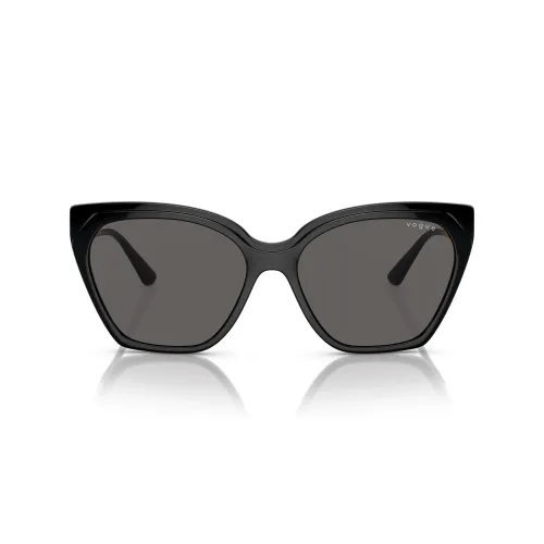 Vogue , Oversized Black Sunglasses with Adjustable Metal Arms ,Black female, Sizes: