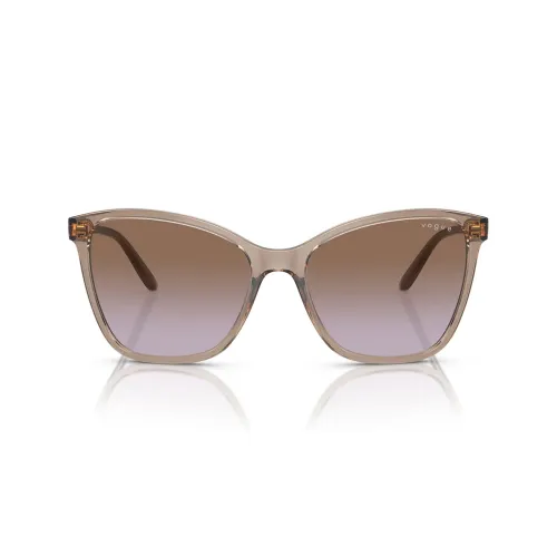 Vogue , Oversized Transparent Sunglasses with Purple Lenses ,Beige female, Sizes:
