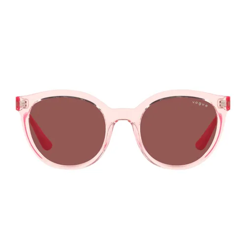 Vogue , Round Pink Sunglasses with Dark Purple Lenses ,Pink female, Sizes: