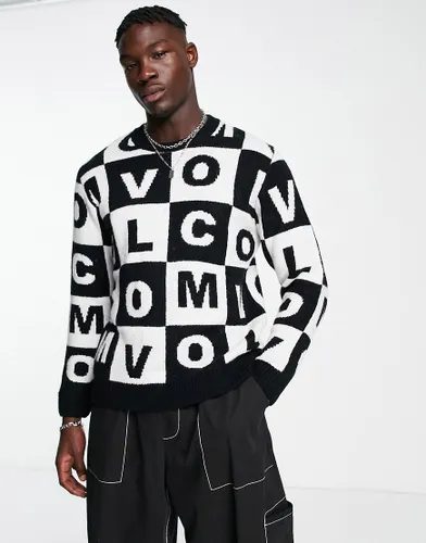 Volcom Anarchietour knitted jumper in black and white