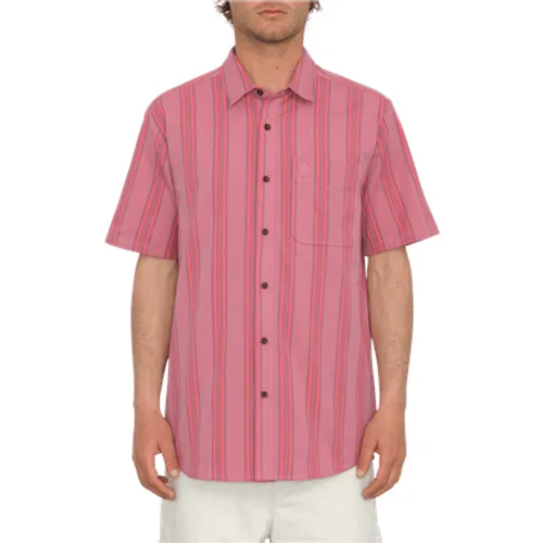 Volcom Newbar Stripe Shirt - Washed Ruby