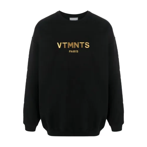 Vtmnts , Black Logo Embroidered Sweatshirt ,Black male, Sizes: