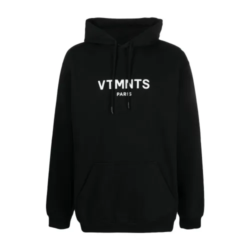 Vtmnts , Black Logo Sweatshirt with Hood ,Black male, Sizes: