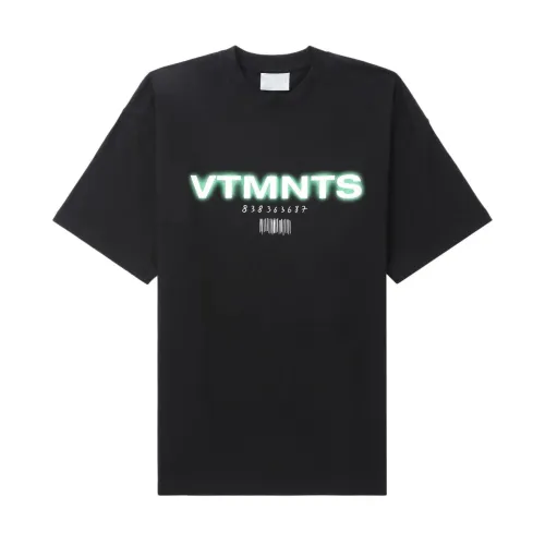 Vtmnts , Black Printed T-shirt with Logo Print ,Black male, Sizes: