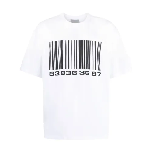 Vtmnts , Printed White T-shirt with Logo ,White male, Sizes: