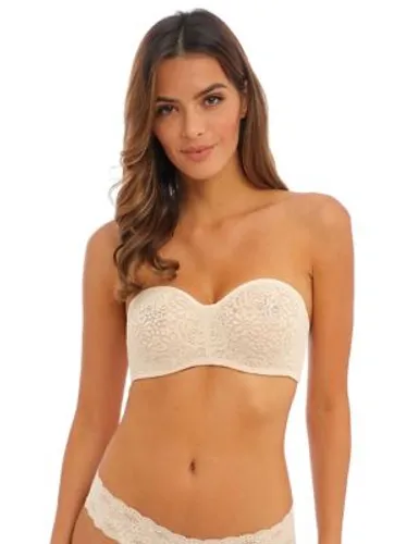 Wacoal Womens Halo Floral Lace Wired Strapless Bra - 32B - Beige, Beige,Black,Ivory