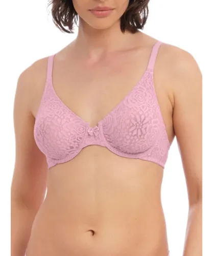Wacoal Womens Halo Lace Underwire Bra Fragrant Lilac - Pink Spandex
