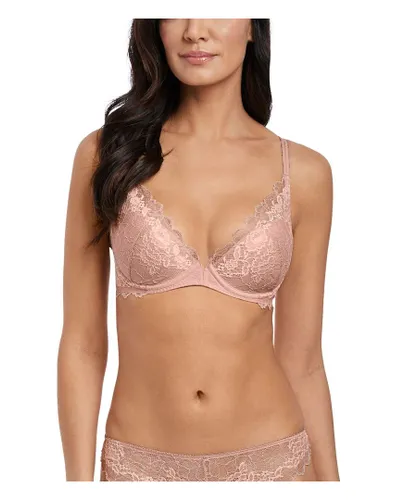 Wacoal Womens Lace Perfection Plunge Push Up Bra - Pink