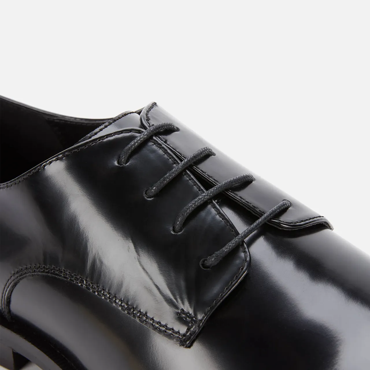 Walk London Men's Alex Leather Hi-Shine Leather Derby Shoes - Black