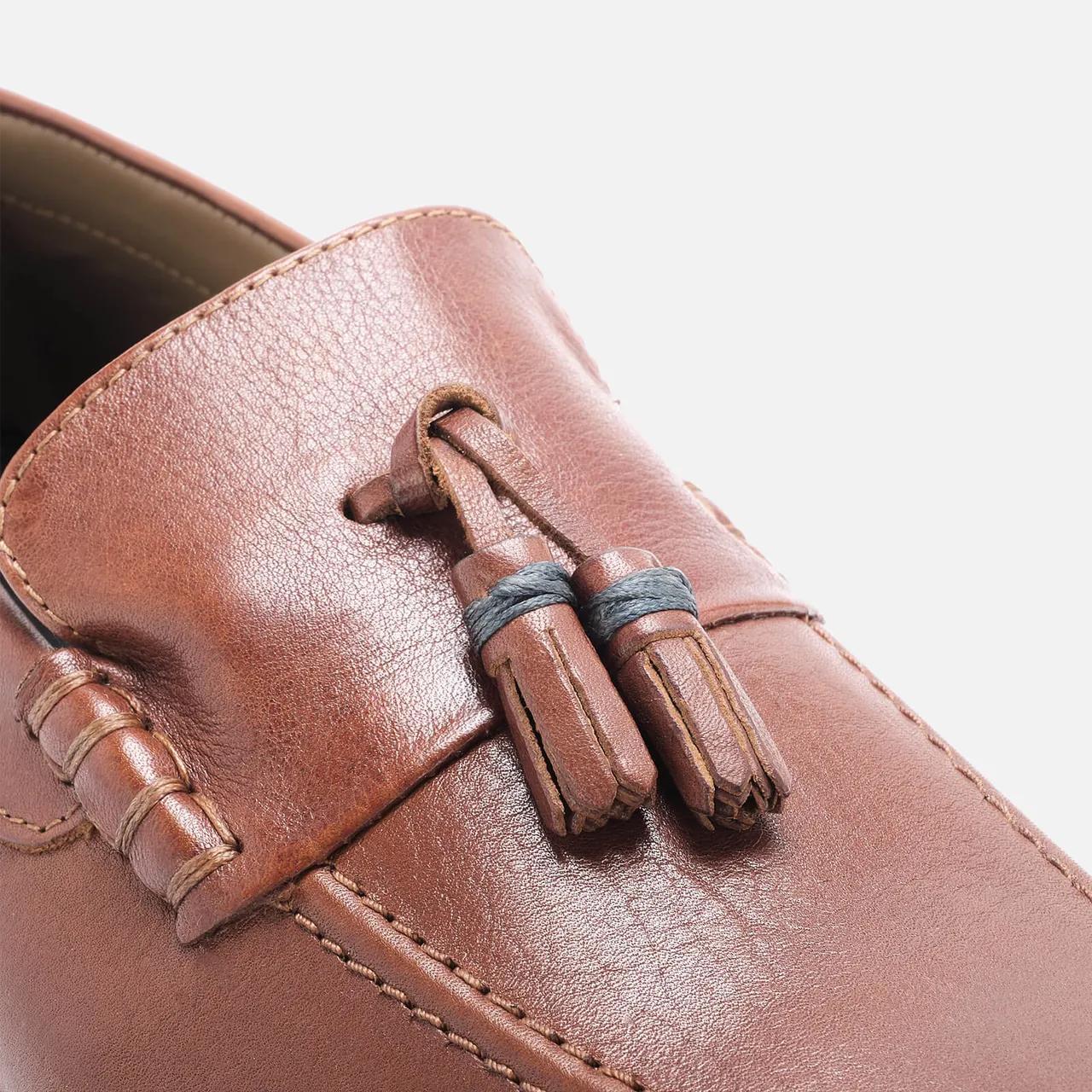 Walk London Men's West Tassel Leather Loafers - Tan - UK