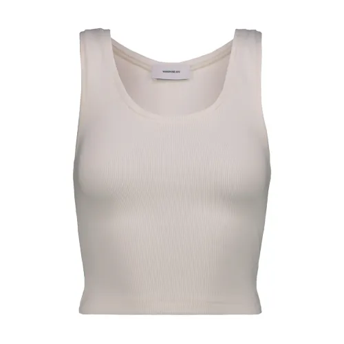 Wardrobe.nyc , Ribbed Jersey Cotton Crop Sleeveless Top ,White female, Sizes: